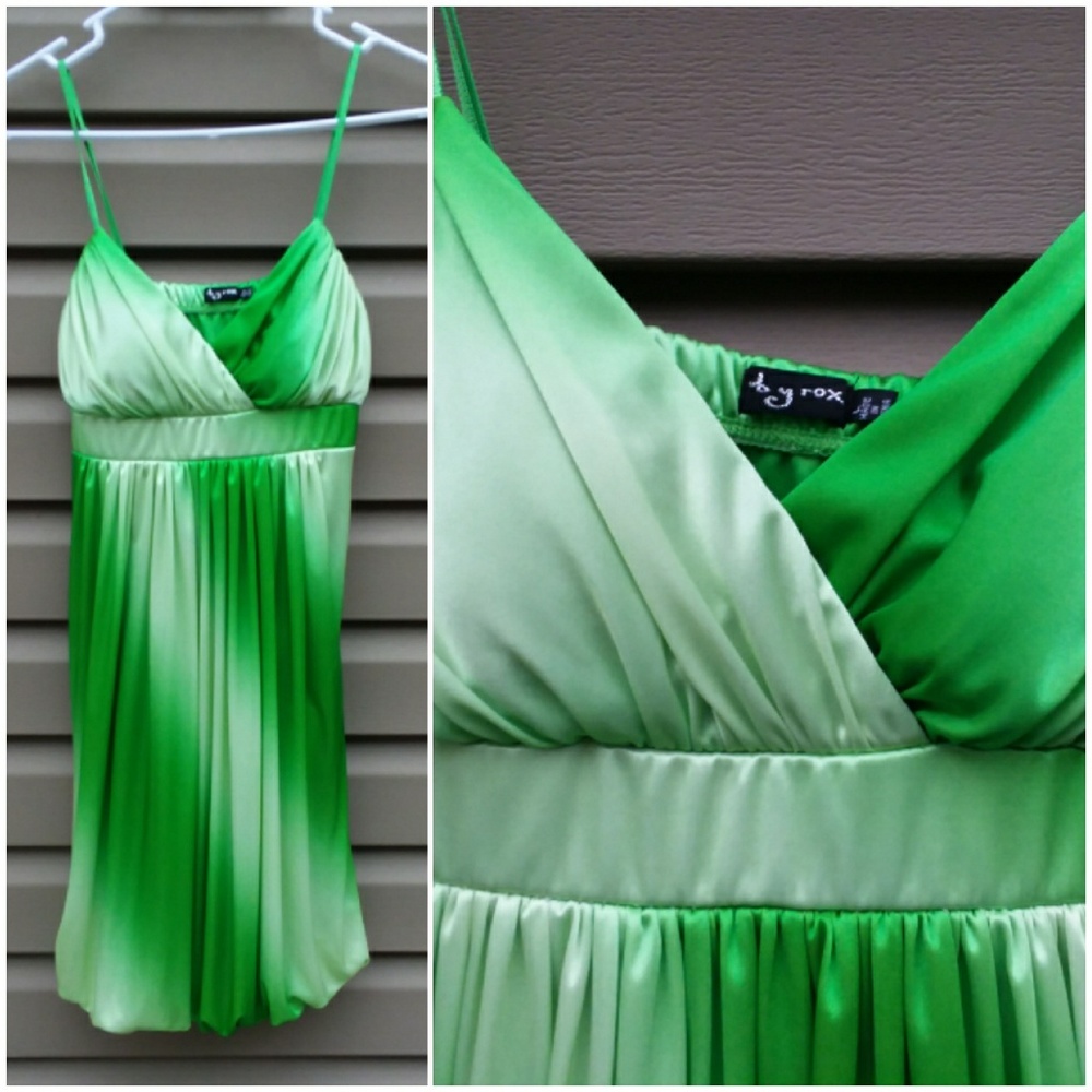 Ruby Rox Sz L Silky Shimmery Green Dress
